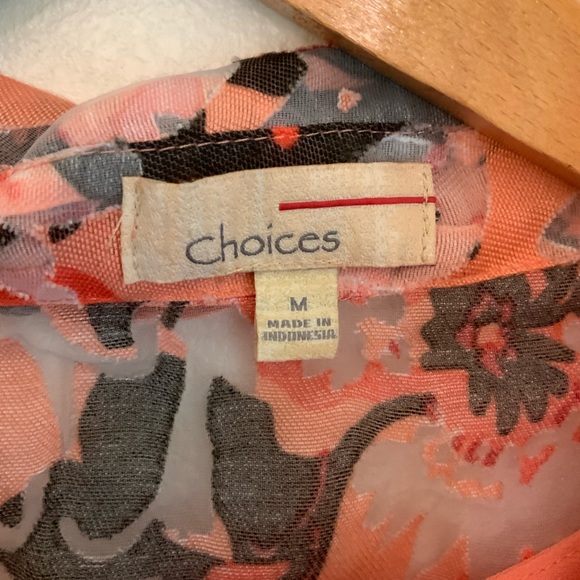 Choices Sheer 3/4 Length Sleeve Top with Shades of Peach/Salmon - Picture 6 of 6